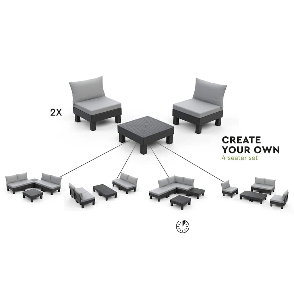 Gartenstuhl Graphitgrau mit Hellgrauem Kissen