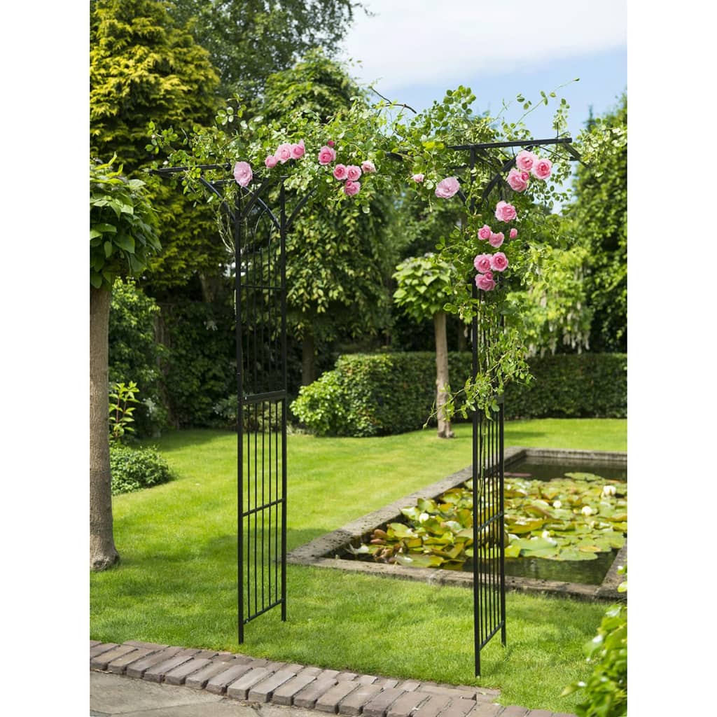 Gartenbogen Metall 114x66x232 cm Schwarz