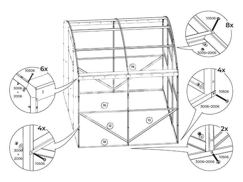 Gewächshaus 2.75x2m Gardener Comfort 4mm