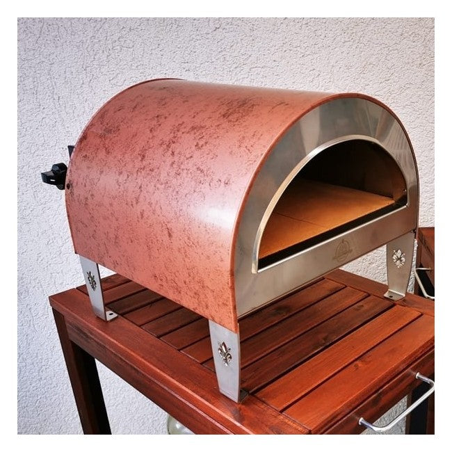 Ardore Gas-Pizzaofen "Antik Kupfer" - Natürliches Gas | 40x40cm Backfläche | Leistungsstark & Kompakt