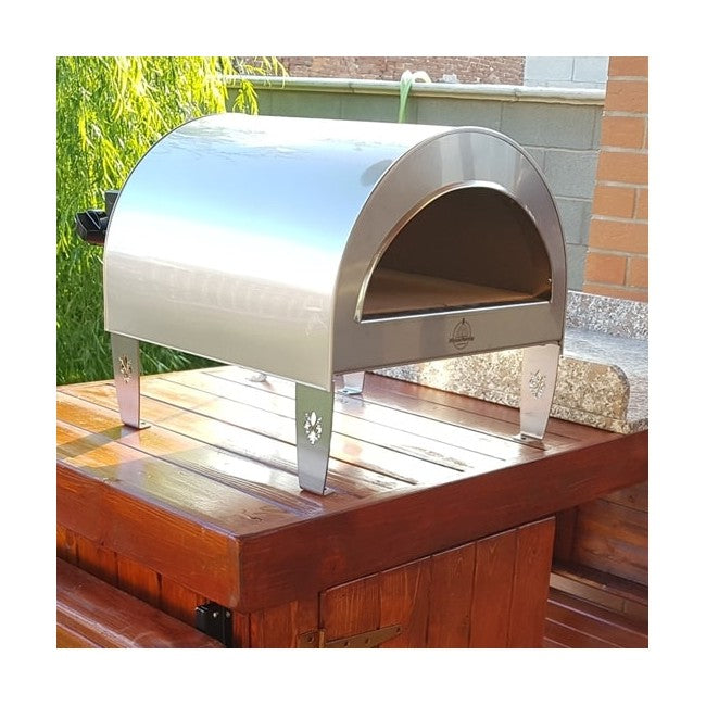 Ardore Gas Pizzaofen "Bright Silver" | 40x40cm Backfläche | Bis 550°C | Kompakt & Leicht