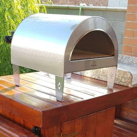 Ardore Gas Pizzaofen "Bright Silver" | 40x40cm Backfläche | Bis 550°C | Kompakt & Leicht