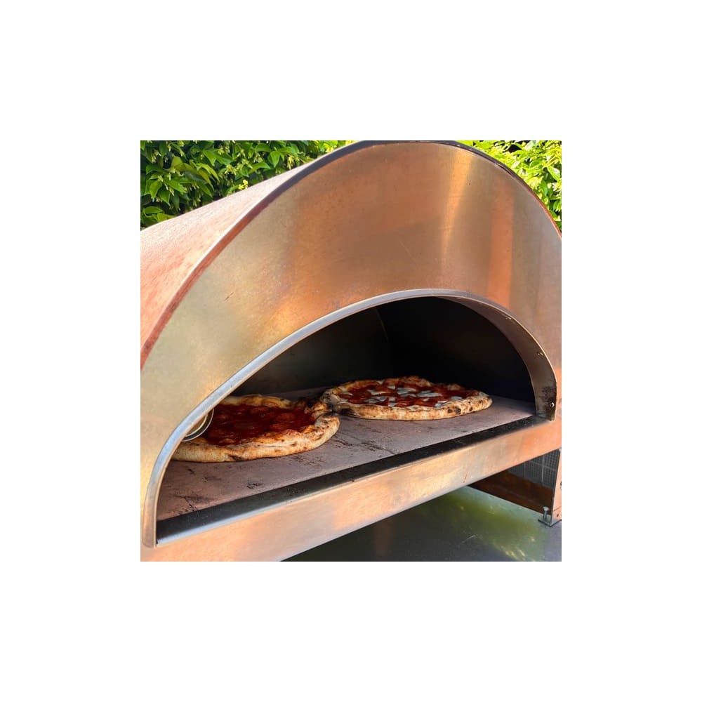 Emozione Großer Außen-Gasbackofen für 2 Pizzen "Antik Kupfer" | 40x70cm Backfläche | Professionelle Ergebnisse