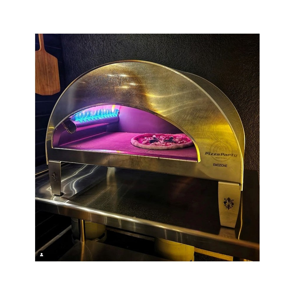 Emozione Großer Außen-Gasbackofen für 2 Pizzen "Antik Kupfer" | 40x70cm Backfläche | Professionelle Ergebnisse