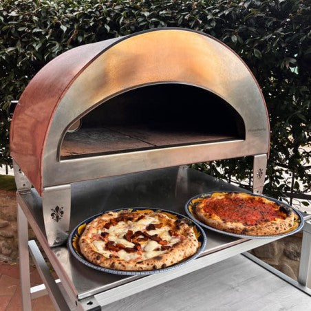 Emozione Großer Außen-Gasbackofen für 2 Pizzen "Antik Kupfer" | 40x70cm Backfläche | Professionelle Ergebnisse
