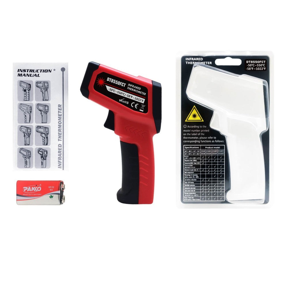 Infrared Termometer with battery (max T 550'C 1022 'F)