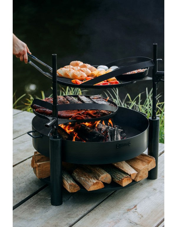 Multifunktionale Feuerschale „MONTANA X“ 80 cm mit Grillrost 60 cm