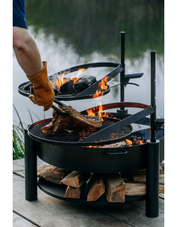 Multifunktionale Feuerschale „MONTANA X“ 80 cm mit Grillrost 60 cm