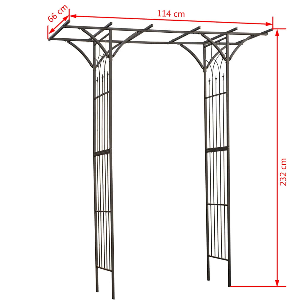 Gartenbogen Metall 114x66x232 cm Schwarz