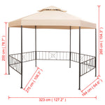 Gartenpavillon Partyzelt Hexagonal Beige 323x265 cm
