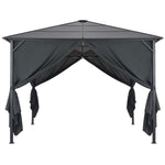 Gartenpavillon mit Vorhang Aluminium 3×3 m Schwarz