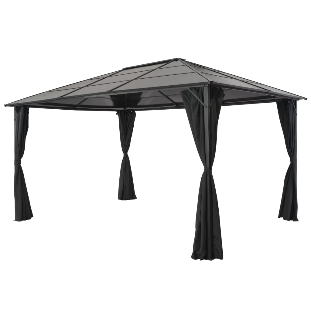 Gartenpavillon mit Vorhang Aluminium 4×3×2,6 mSchwarz