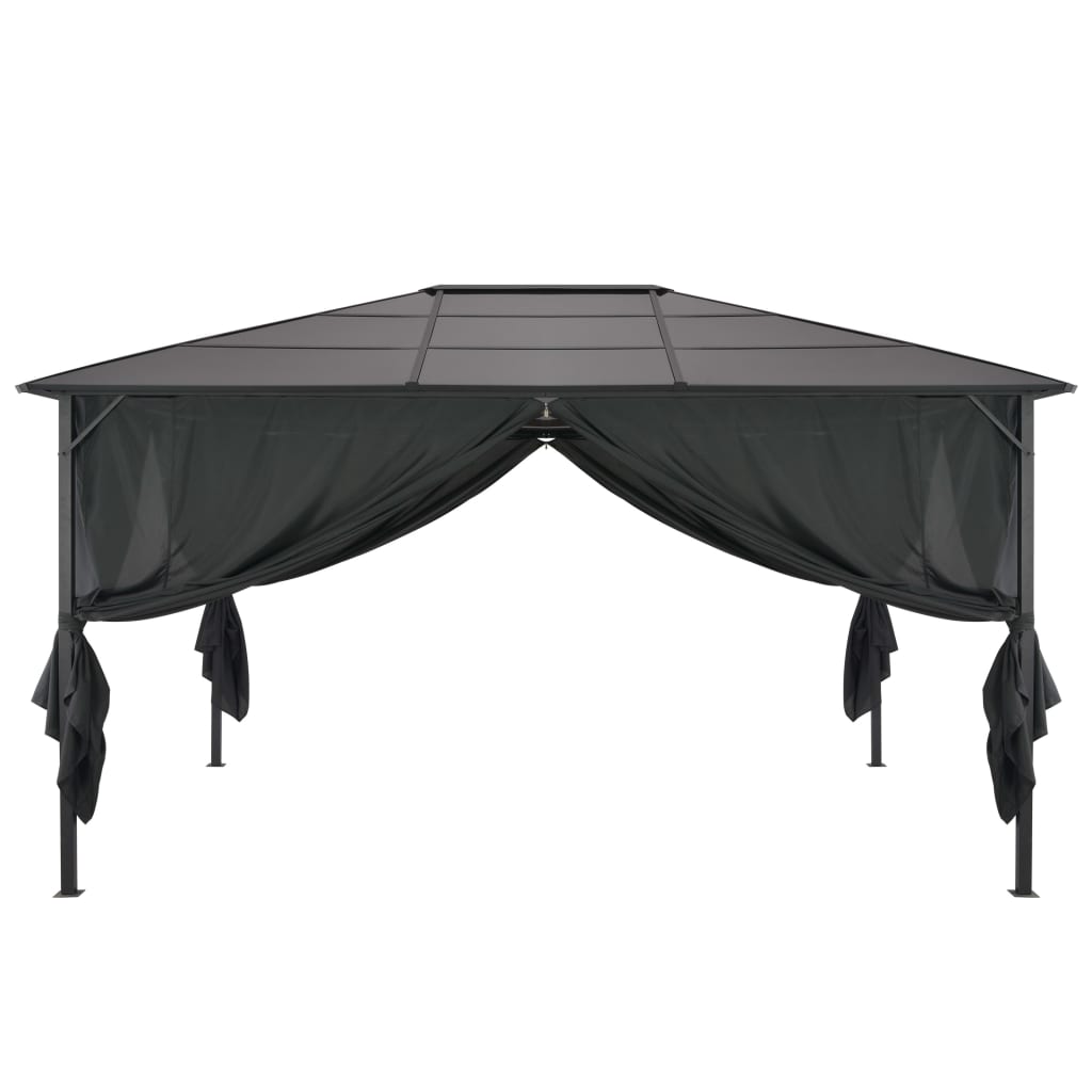 Gartenpavillon mit Vorhang Aluminium 4×3×2,6 mSchwarz