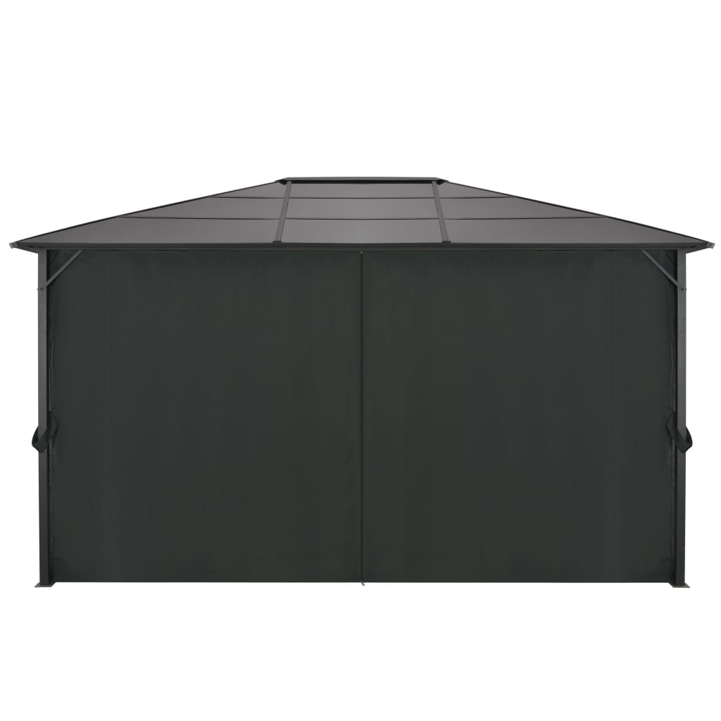 Gartenpavillon mit Vorhang Aluminium 4×3×2,6 mSchwarz