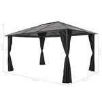 Gartenpavillon mit Vorhang Aluminium 4×3×2,6 mSchwarz