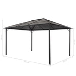Gartenpavillon mit Dach Aluminium 4×3×2,6 m Schwarz