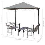 Gartenpavillon mit Tisch und Bänken 2,5x1,5x2,4 m Anthrazit