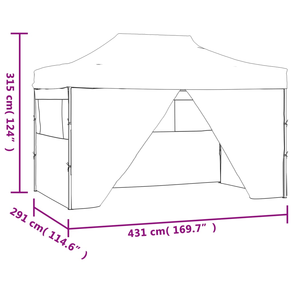 Faltzelt Pop-Up mit 4 Seitenwänden 3 x 4,5 m Anthrazit