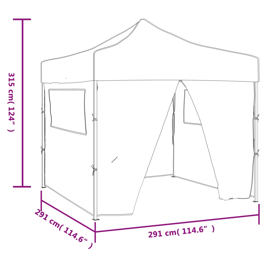 Faltzelt 3x3 m Blau 4 Seitenwände