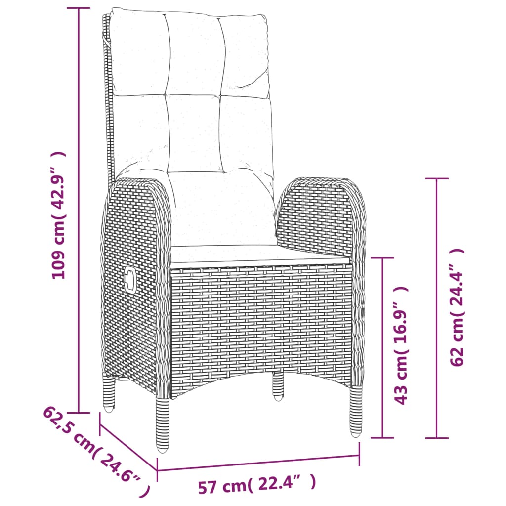 Gartenstühle 2 Stk. Poly Rattan Grau