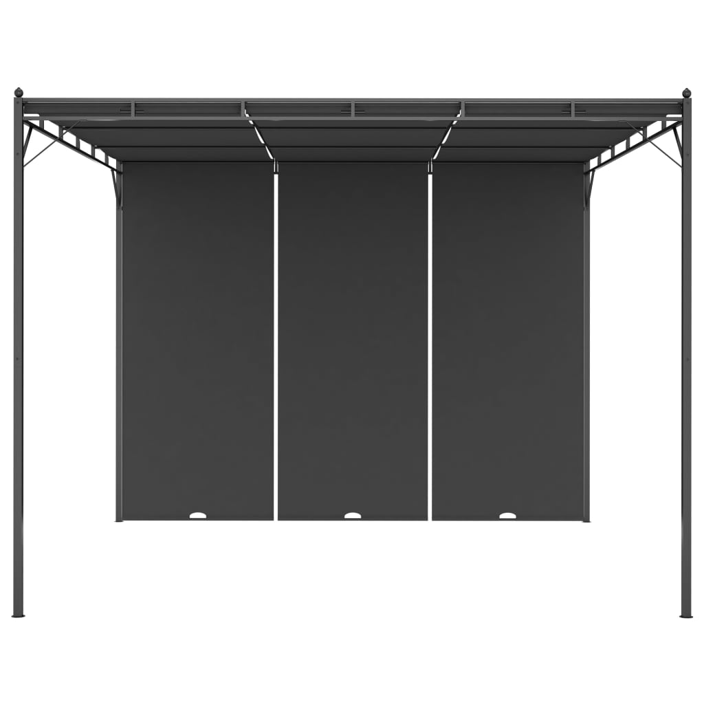 Gartenpavillon mit Seitenvorhang 3x3x2,25 m Anthrazit