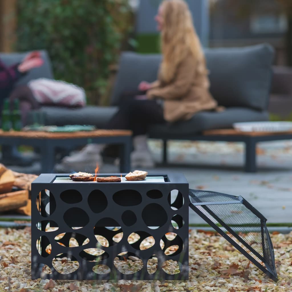 Feuerstelle mit Grill Mikor Schwarz