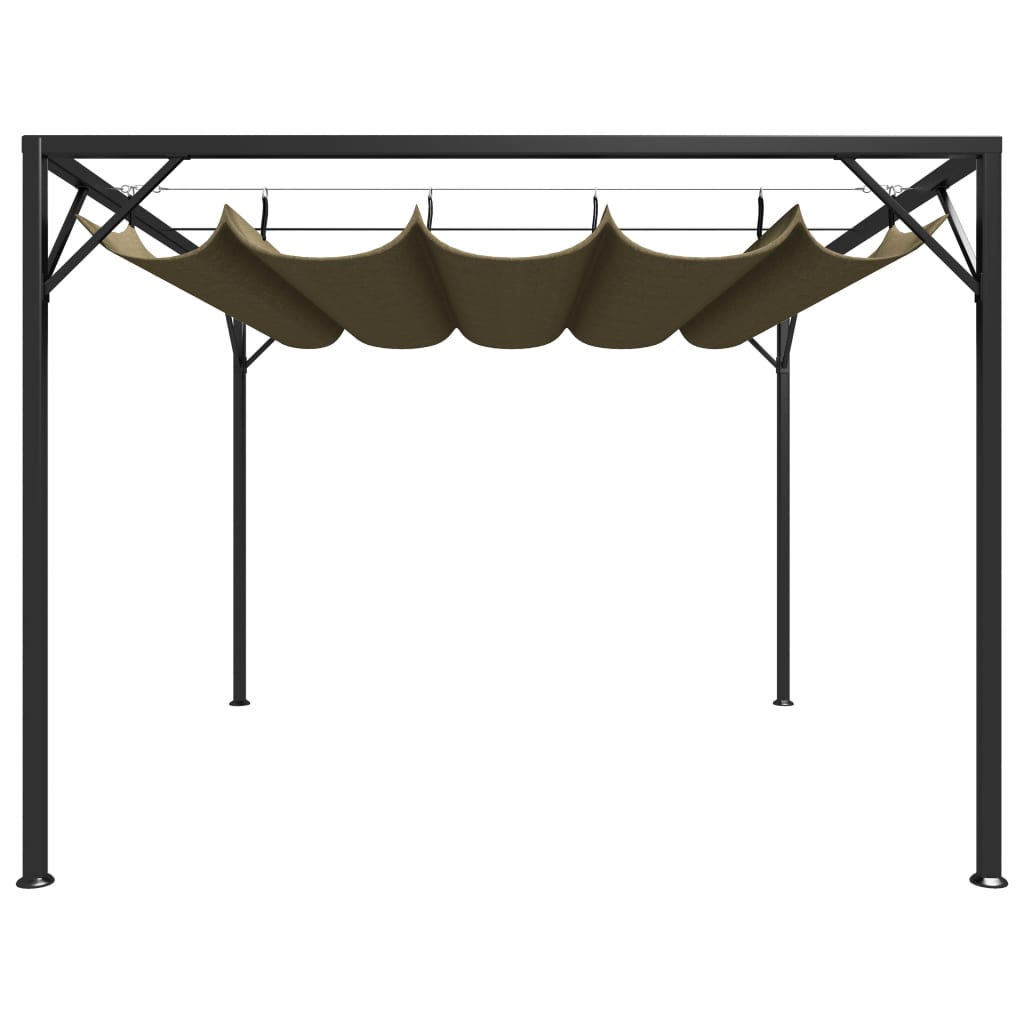 Gartenpavillon mit Ausziehbarem Dach 3x3 m Taupe 180 g/m²