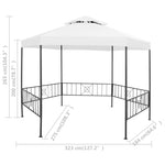 Gartenpavillon 323x275x265 cm Weiß 180 g/m²