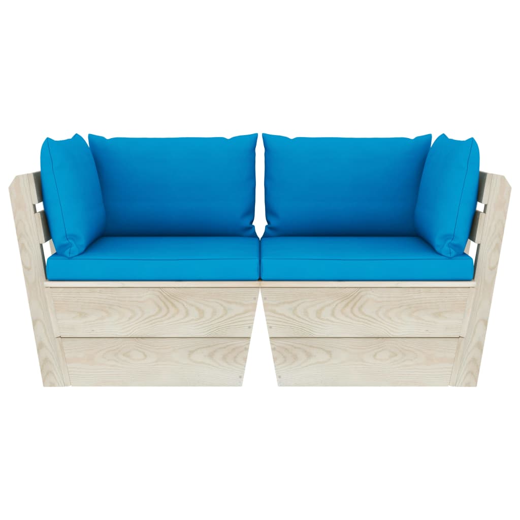 Garten-Palettensofa 2-Sitzer mit Kissen Fichtenholz