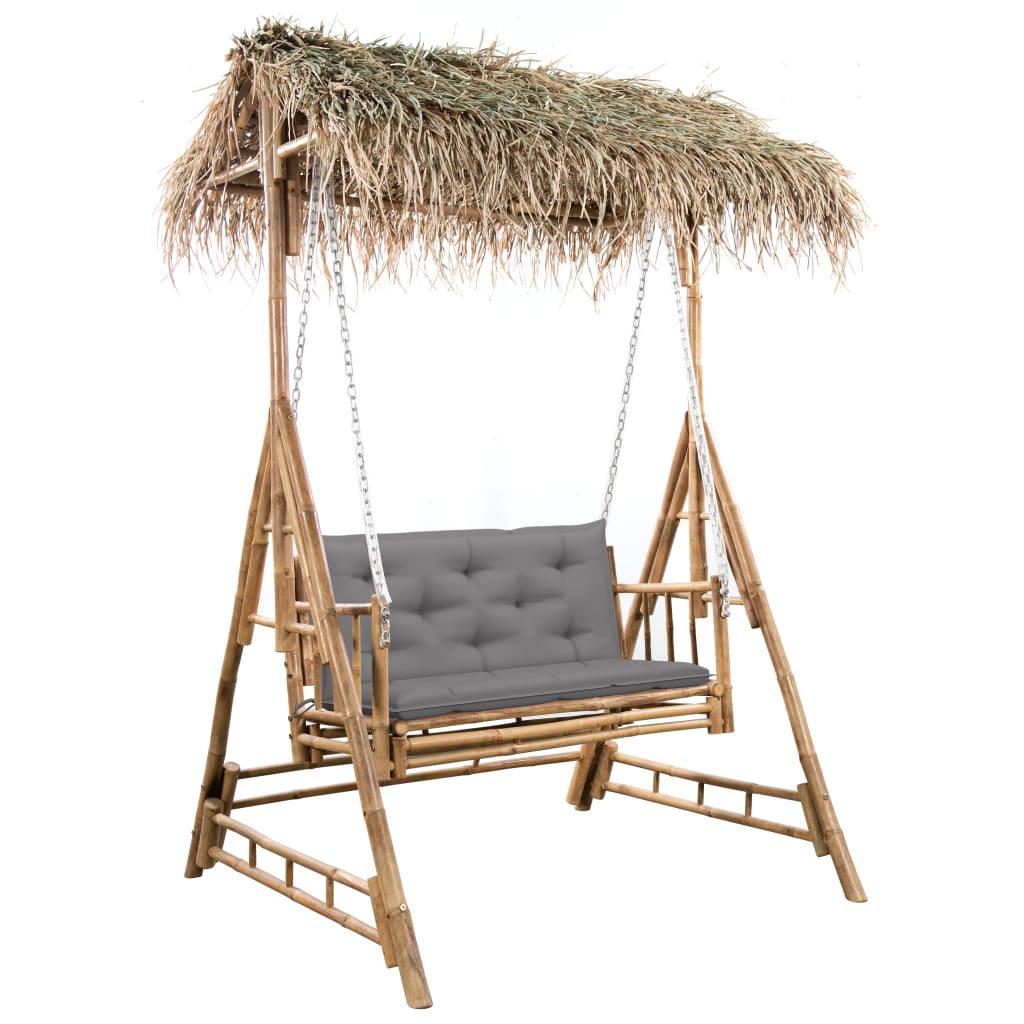 Hollywoodschaukel mit Palmblättern und Kissen 202 cm Bambus