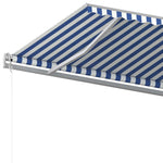 Gelenkarmmarkise Einziehbar mit Pfosten 6x3,5 m Blau und Weiß