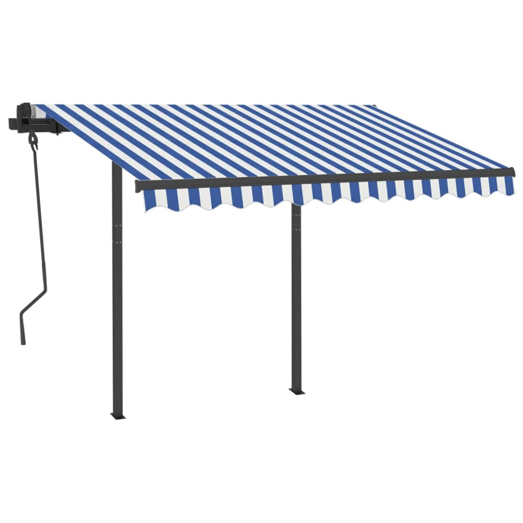 Automatische Markise mit LED & Windsensor 3,5x2,5 m Blau & Weiß