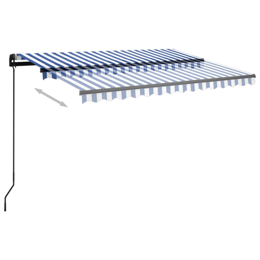 Automatische Markise mit LED & Windsensor 3,5x2,5 m Blau & Weiß