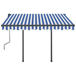 Automatische Markise mit LED & Windsensor 3,5x2,5 m Blau & Weiß
