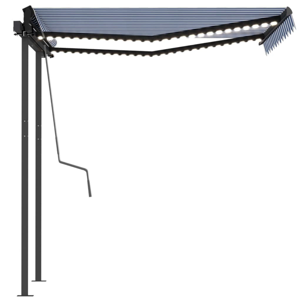 Automatische Markise mit LED & Windsensor 3,5x2,5 m Blau & Weiß
