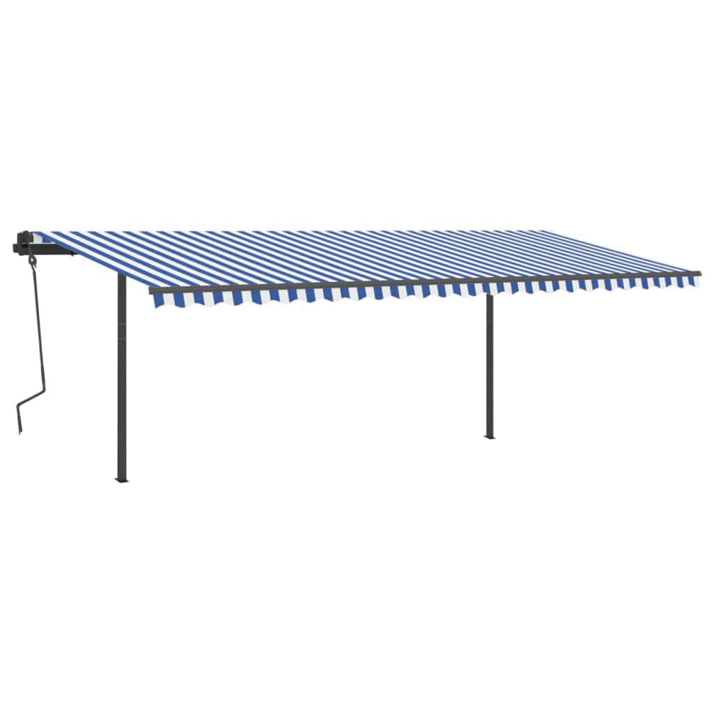 Automatische Markise mit LED & Windsensor 6x3,5 m Blau Weiß