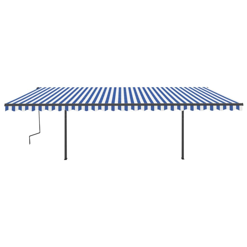 Automatische Markise mit LED & Windsensor 6x3,5 m Blau Weiß