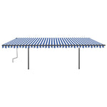 Automatische Markise mit LED & Windsensor 6x3,5 m Blau Weiß