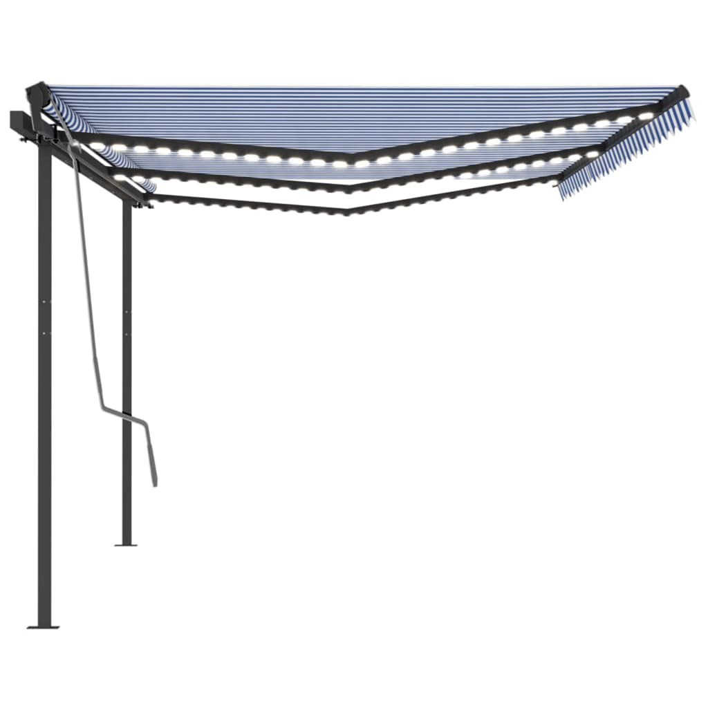 Automatische Markise mit LED & Windsensor 6x3,5 m Blau Weiß