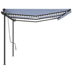 Automatische Markise mit LED & Windsensor 6x3,5 m Blau Weiß