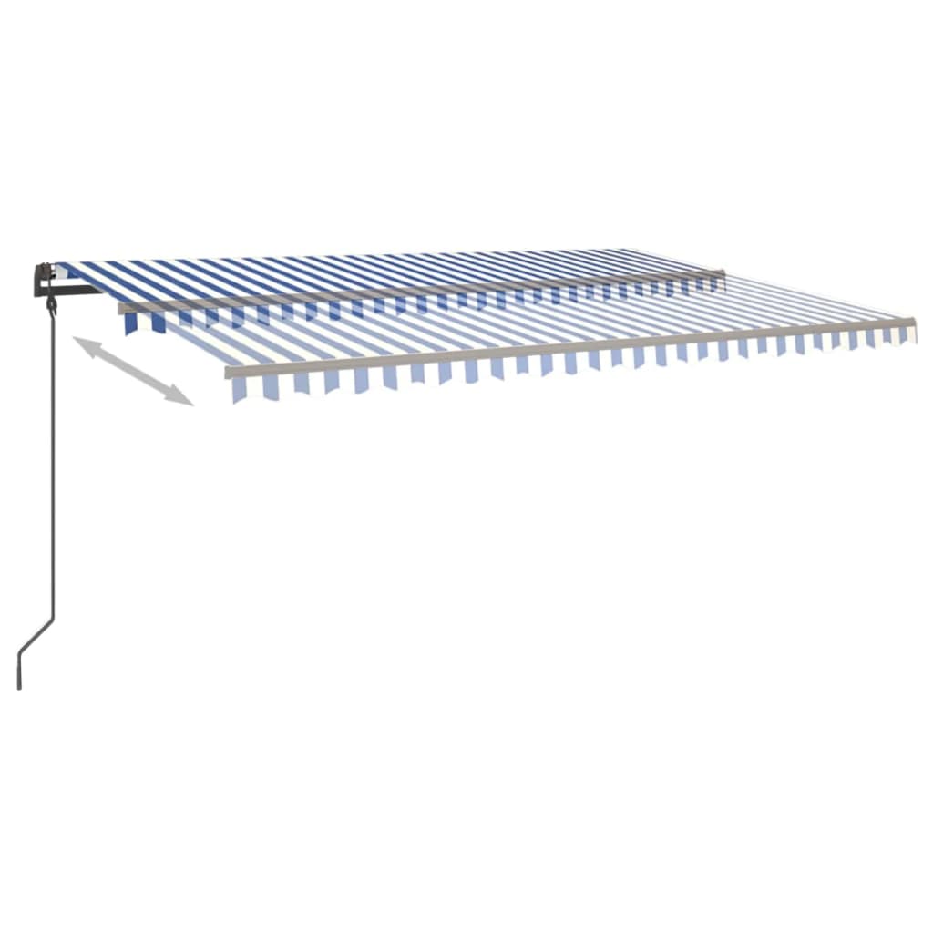 Automatische Markise mit LED & Windsensor 6x3,5 m Blau Weiß