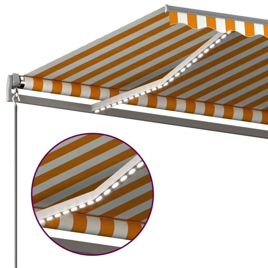 Automatische Markise mit LED & Windsensor 6x3,5 m Gelb & Weiß