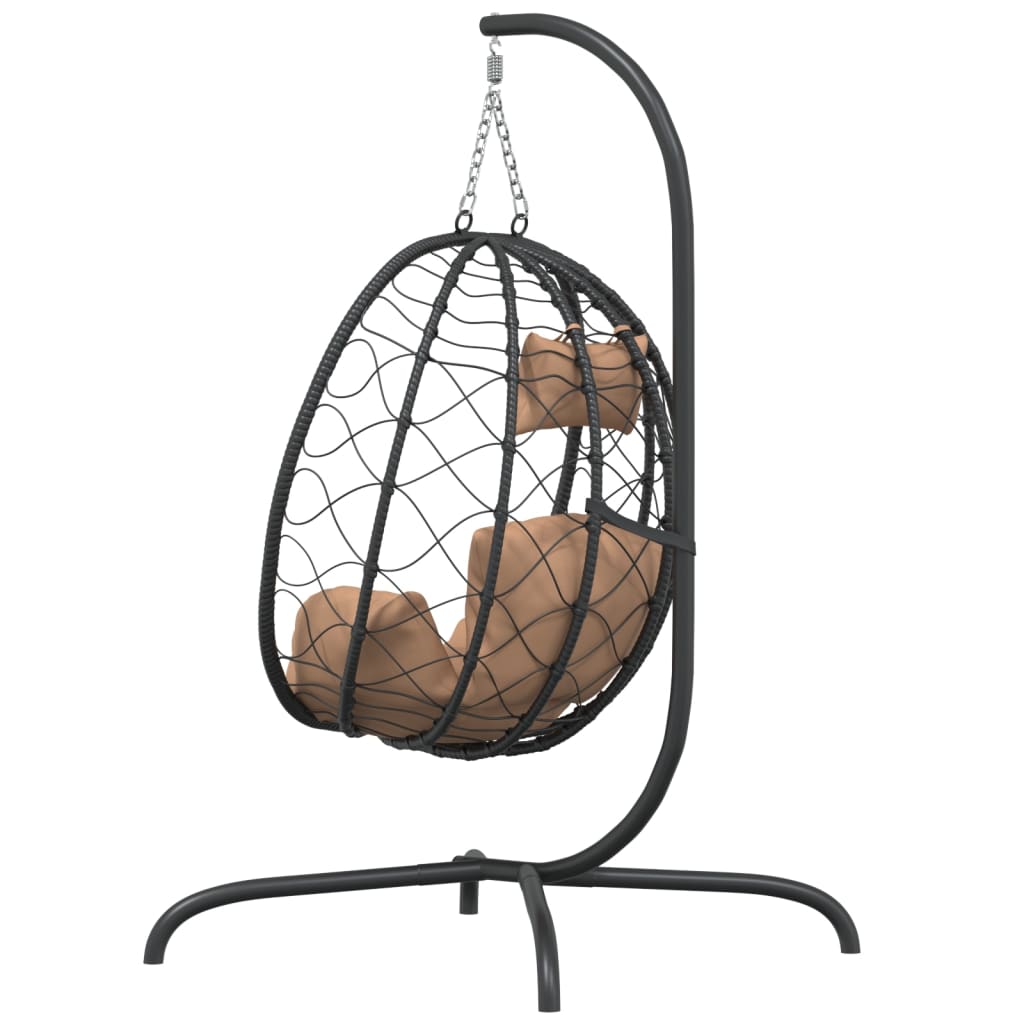 Hängesessel Ei mit Kissen Taupe Poly Rattan & Stahl