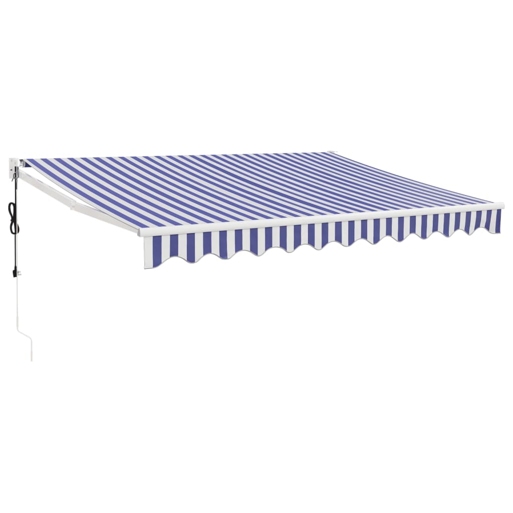 Elektrische Markise mit Kurbel Blau und Weiß 3,5x2,5 m
