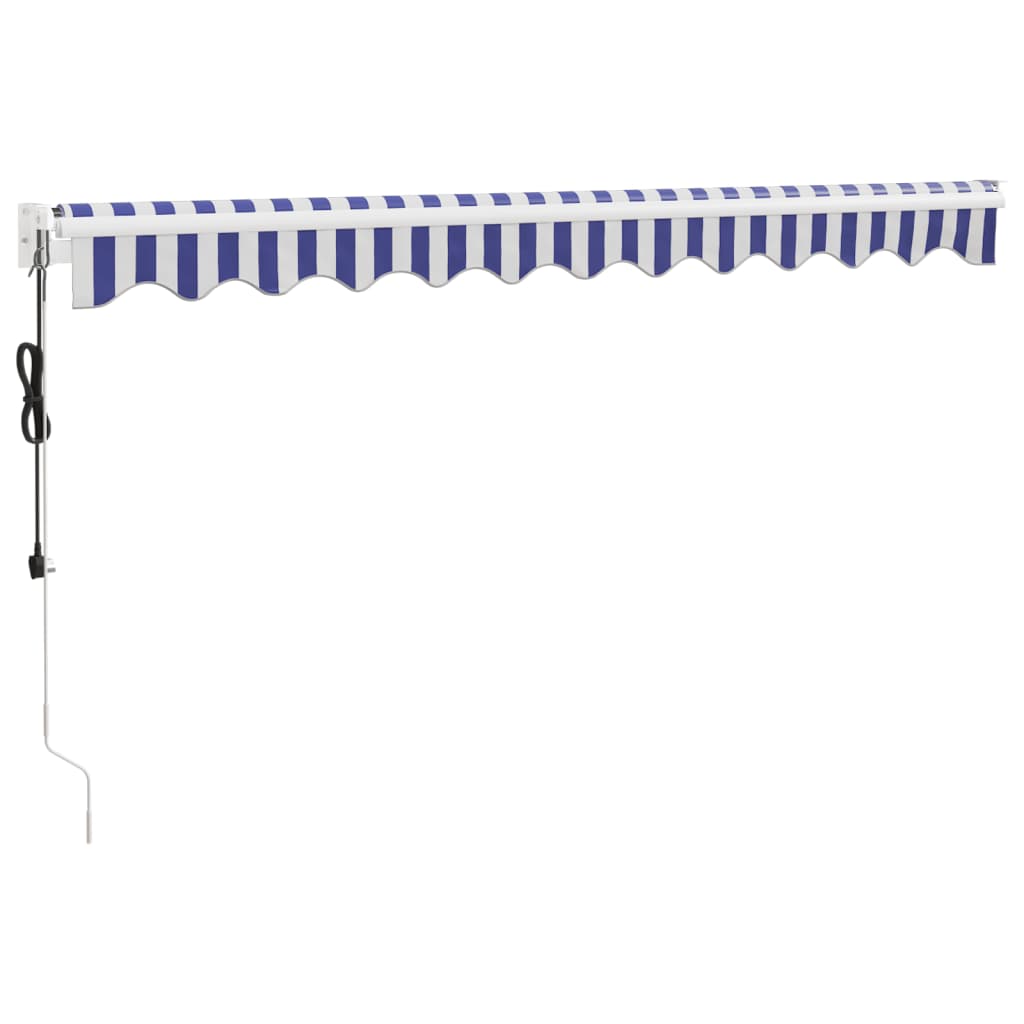 Elektrische Markise mit Kurbel Blau und Weiß 3,5x2,5 m