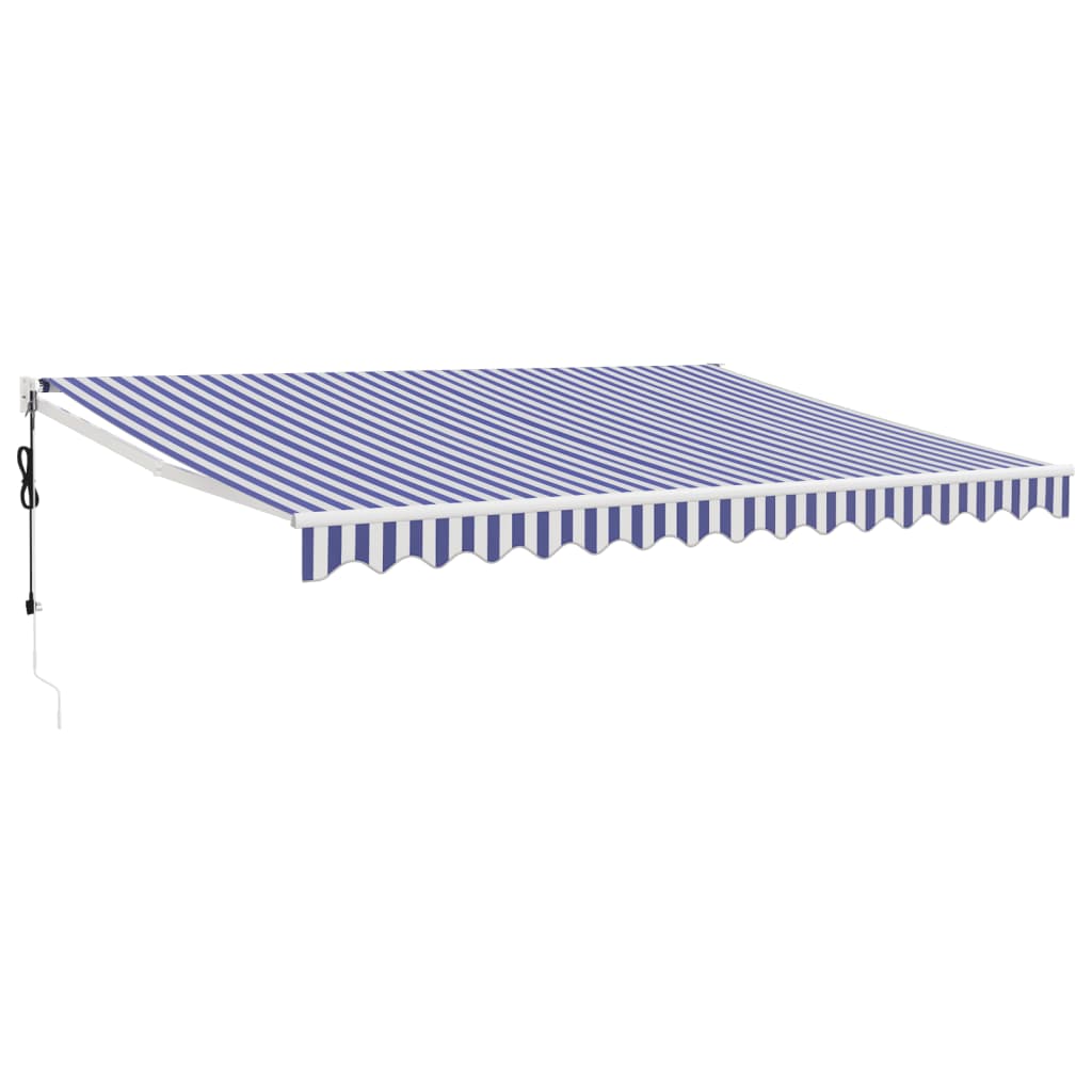 Elektrische Markise mit Kurbel Blau und Weiß 4x3 m