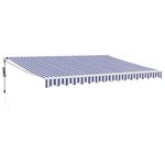 Elektrische Markise mit Kurbel Blau und Weiß 4x3 m