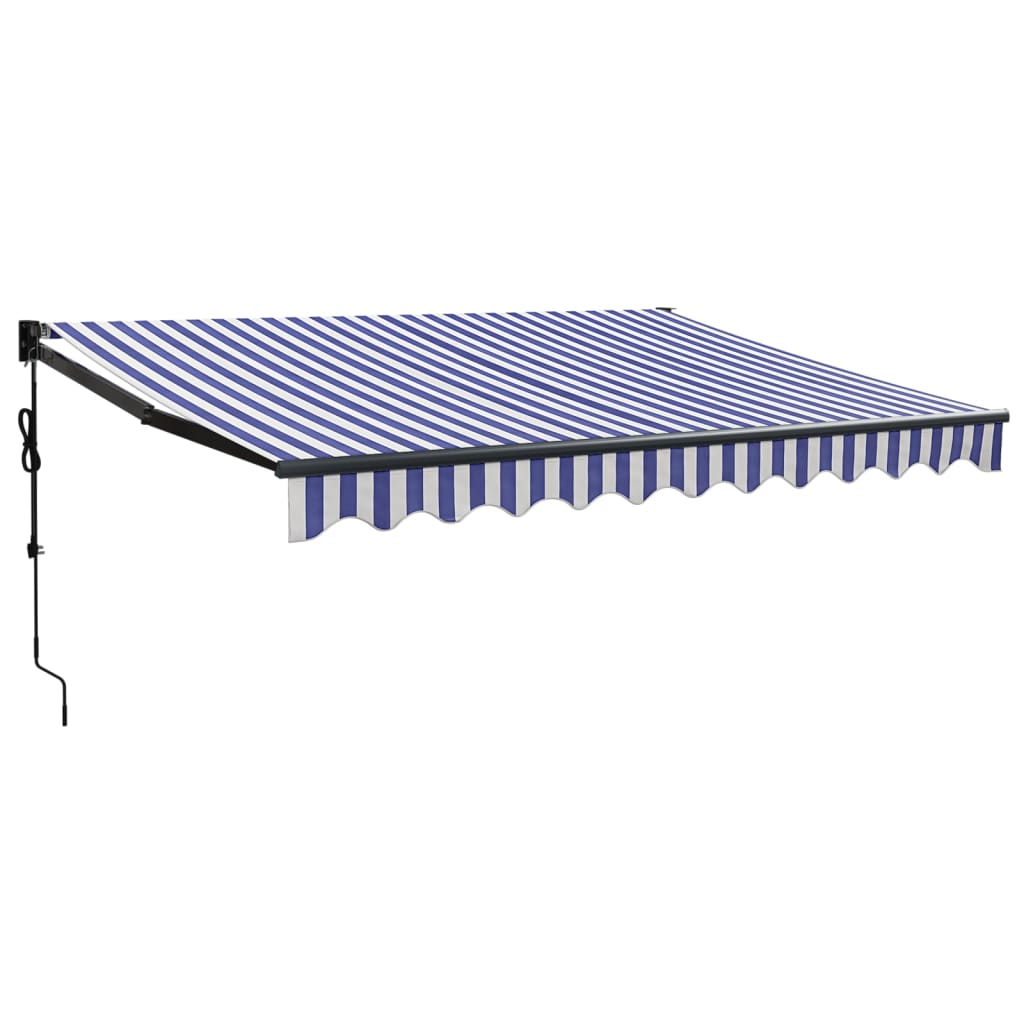 Elektrische Markise mit Kurbel Blau und Weiß 3,5x2,5 m