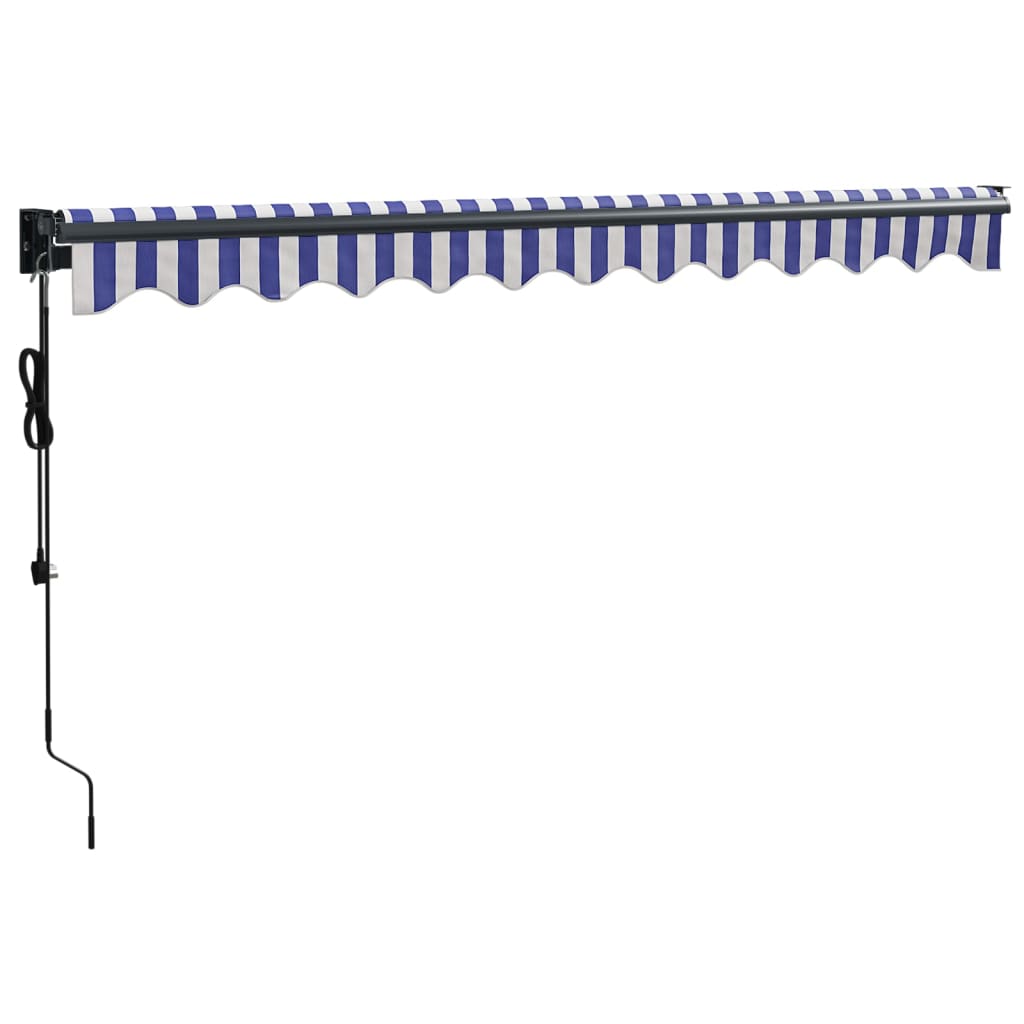 Elektrische Markise mit Kurbel Blau und Weiß 3,5x2,5 m