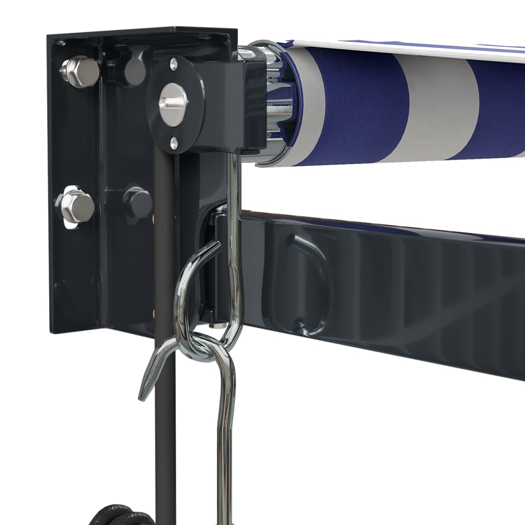 Elektrische Markise mit Kurbel Blau und Weiß 3,5x2,5 m